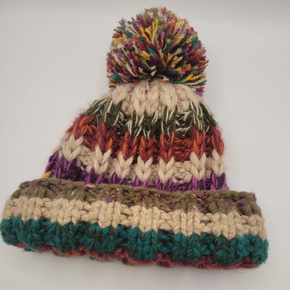 Andes Gifts Alpaca Blend Hat Beanie Fair Trade Handmade in Peru Chunky Colorfull